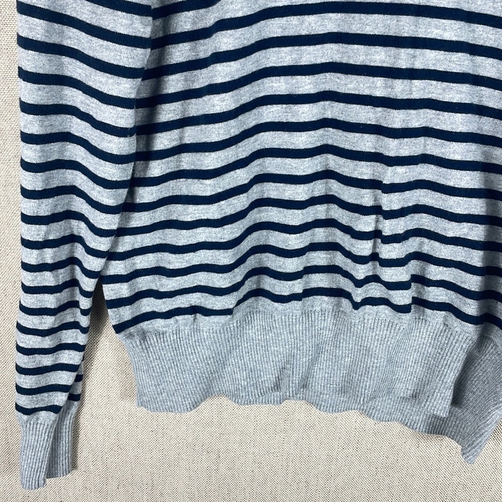 Treasure and Bond > Gray Striped Crew Neck Cotton Sweater - Picture 3 of 7